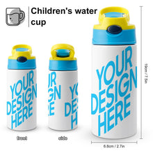 Lade das Bild in den Galerie-Viewer, Wasserbecher Trinkbecher Becher mit Deckel & Strohhalm für Kinder mit Fotos Muster Text Logo selbst gestalten und bedrucken