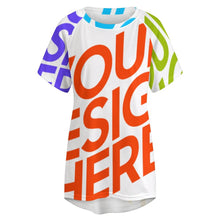 Lade das Bild in den Galerie-Viewer, Multi-Image-Druck Damen / Frauen TSHIRT T-Shirt Kleid Lang mit Rundhalsausschnitt Oversize AQT mit Fotos Muster Text Logo selbst gestalten und bedrucken