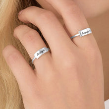 Lade das Bild in den Galerie-Viewer, Personalisierter Gravierter Kupfer Namensschild Ring J0019 mit Namensplakette mit Namen Gravur selbst gestalten