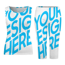 Lade das Bild in den Galerie-Viewer, Einzelbild Design Allover-Druck Sportanzug 2-tlg Tank Top & 2/3 Leggings Trainingsanzug Damen / Frauen PTZ selbst gestalten und bedrucken