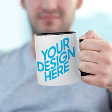 Lade das Bild in den Galerie-Viewer, Fototasse mit farbenfroher Innenseite und Henkel mit Fotos Muster Text Logo selbst gestalten und bedrucken