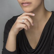 Lade das Bild in den Galerie-Viewer, Personalisierter 925er Sterling Silber Doppelter Edelstein Doppelname Ring J0024 mit Gravur selbst gestalten