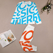 Lade das Bild in den Galerie-Viewer, Einzelbilddruck Schlafanzug Pyjama Kinder Mädchen JTZ in langer Form mit Fotos Muster Text Logo selbst gestalten und bedrucken