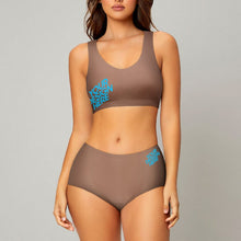Lade das Bild in den Galerie-Viewer, Personalisierte nahtlose Bustier Bralette BH Set mit Panty (2-tlg) mit Fotos Muster Text Logo selbst gestalten und bedrucken