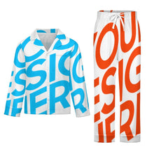 Lade das Bild in den Galerie-Viewer, Einzelbild-Design Jungen Mädchen Kinder Pyjama langarm Schlafanzug zum knöpfen 2 tlg. mit Foto Design Motiv Text selbst gestalten und bedrucken