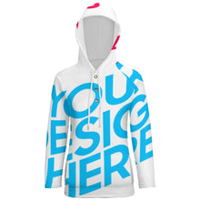 Lade das Bild in den Galerie-Viewer, Kapuzenpullover Sweatshirt Hoodie QH mit Knöpfen für Damen Frauen mit Foto selbst gestalten und bedrucken