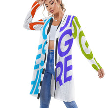 Lade das Bild in den Galerie-Viewer, Multi-Image-Druck Langarm Cardigan Strickjacke Shirt lang geschnitten NZ060 mit Foto Text Muster selbst gestalten und bedrucken