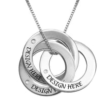 Lade das Bild in den Galerie-Viewer, Russische Ring-Halskette mit Gravur X0018 mit Namen Gravur selbst gestalten