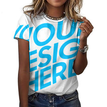 Lade das Bild in den Galerie-Viewer, Einzelbilddruck Allover Print Rundhalsshirt Damen / Frauen 100% Baumwolle Kurzarmshirt Tshirt ay001 mit Fotos Muster Text Logo selbst gestalten und bedrucken