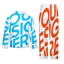 Lade das Bild in den Galerie-Viewer, Einzelbild-Design Jungen Mädchen Kinder Pyjama langarm Schlafanzug zum knöpfen 2 tlg. mit Foto Design Motiv Text selbst gestalten und bedrucken