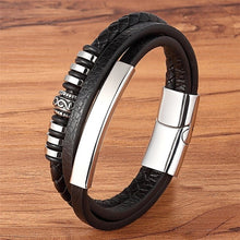 Lade das Bild in den Galerie-Viewer, Mode Edelstahl Charm Magnetic Black Herren Armband Leder