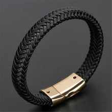 Lade das Bild in den Galerie-Viewer, Mehrschichtiges geflochtenes Lederarmband aus Edelstahl für Herren