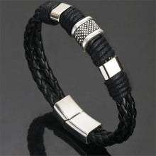 Lade das Bild in den Galerie-Viewer, Mehrschichtiges geflochtenes Lederarmband aus Edelstahl für Herren