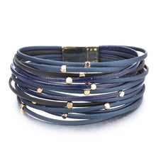 Lade das Bild in den Galerie-Viewer, ALLYES breit gewickelte Lederarmband-Frauen mit Metallperlen