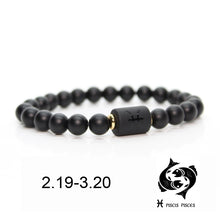 Lade das Bild in den Galerie-Viewer, Black Stone Bead 12 Sternbild Paar Armband