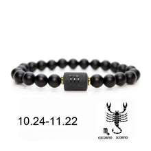 Lade das Bild in den Galerie-Viewer, Black Stone Bead 12 Sternbild Paar Armband