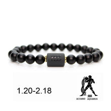 Lade das Bild in den Galerie-Viewer, Black Stone Bead 12 Sternbild Paar Armband