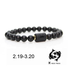 Lade das Bild in den Galerie-Viewer, Black Stone Bead 12 Sternbild Paar Armband
