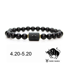 Lade das Bild in den Galerie-Viewer, Black Stone Bead 12 Sternbild Paar Armband