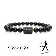 Lade das Bild in den Galerie-Viewer, Black Stone Bead 12 Sternbild Paar Armband