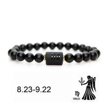 Lade das Bild in den Galerie-Viewer, Black Stone Bead 12 Sternbild Paar Armband