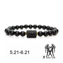 Lade das Bild in den Galerie-Viewer, Black Stone Bead 12 Sternbild Paar Armband