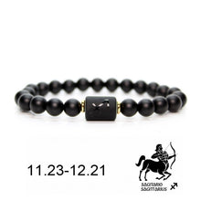 Lade das Bild in den Galerie-Viewer, Black Stone Bead 12 Sternbild Paar Armband