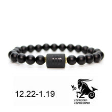 Lade das Bild in den Galerie-Viewer, Black Stone Bead 12 Sternbild Paar Armband