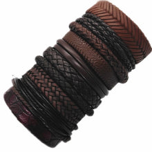 Lade das Bild in den Galerie-Viewer, 10 Stück / Set schwarzes handgewebtes Herrenlederarmband