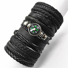 Lade das Bild in den Galerie-Viewer, 10 Stück / Set schwarzes handgewebtes Herrenlederarmband