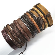 Lade das Bild in den Galerie-Viewer, 10 Stück / Set schwarzes handgewebtes Herrenlederarmband