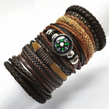 Lade das Bild in den Galerie-Viewer, 10 Stück / Set schwarzes handgewebtes Herrenlederarmband