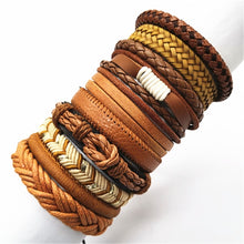 Lade das Bild in den Galerie-Viewer, 10 Stück / Set schwarzes handgewebtes Herrenlederarmband