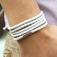 Lade das Bild in den Galerie-Viewer, XQNI schwarz Vintage Wickel langes Leder Herrenarmband