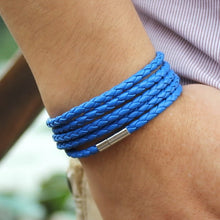 Lade das Bild in den Galerie-Viewer, XQNI schwarz Vintage Wickel langes Leder Herrenarmband