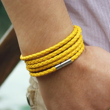 Lade das Bild in den Galerie-Viewer, XQNI schwarz Vintage Wickel langes Leder Herrenarmband