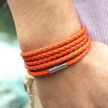 Lade das Bild in den Galerie-Viewer, XQNI schwarz Vintage Wickel langes Leder Herrenarmband