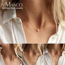 Lade das Bild in den Galerie-Viewer, e-Manco Edelstahl Damen Golden Layered Pearl Halskette