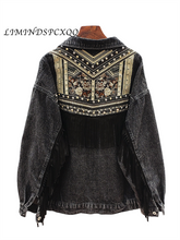 Lade das Bild in den Galerie-Viewer, Jeansjacke Koreanische Blumenstickerei Wildlederjacke Damenjacke