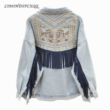Lade das Bild in den Galerie-Viewer, Jeansjacke Koreanische Blumenstickerei Wildlederjacke Damenjacke