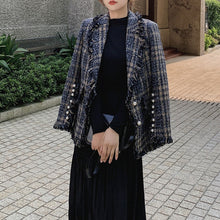 Lade das Bild in den Galerie-Viewer, Perlen geometrische Herbst- und Winter-Langarm-Retro-Damenjacke mit V-Ausschnitt