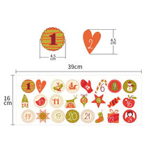 Lade das Bild in den Galerie-Viewer, 24 Stück / Set Weihnachtskalender nummerierte Aufkleber für DIY Weihnachtsdekoration