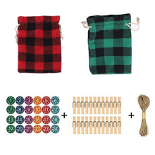 Lade das Bild in den Galerie-Viewer, Weihnachten Adventskalender Tasche Set 24 Tage Sackleinen Adventskalender