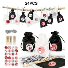 Lade das Bild in den Galerie-Viewer, Weihnachten Adventskalender Tasche Set 24 Tage Sackleinen Adventskalender