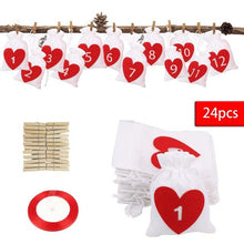 Lade das Bild in den Galerie-Viewer, Weihnachten Adventskalender Tasche Set 24 Tage Sackleinen Adventskalender