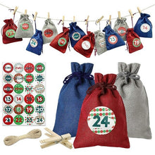 Lade das Bild in den Galerie-Viewer, Weihnachten Adventskalender Tasche Set 24 Tage Sackleinen Adventskalender