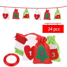 Lade das Bild in den Galerie-Viewer, Weihnachten Adventskalender Tasche Set 24 Tage Sackleinen Adventskalender