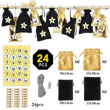 Lade das Bild in den Galerie-Viewer, Weihnachten Adventskalender Tasche Set 24 Tage Sackleinen Adventskalender