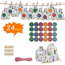 Lade das Bild in den Galerie-Viewer, Weihnachten Adventskalender Tasche Set 24 Tage Sackleinen Adventskalender