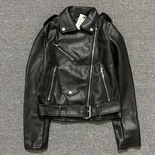 Lade das Bild in den Galerie-Viewer, Frühjahr und Herbst Kunstlederjacke Damen Motorradjacke